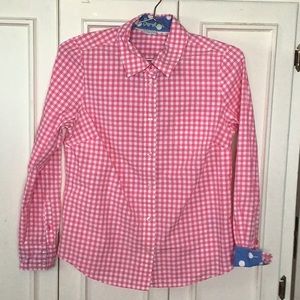 Boden Sz 6 pink gingham button down shirt